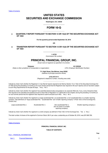 Thumbnail Principal Financial Group 10-Q Quarterly Report FY2016 