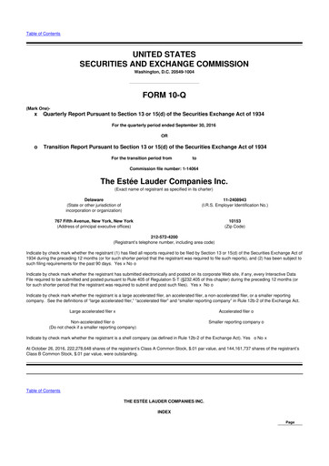 Thumbnail Estee Lauder 10-Q Quarterly Report FY2017 