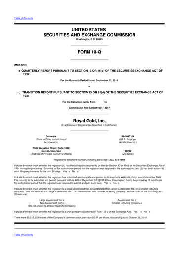 Thumbnail Royal Gold
 10-Q Quarterly Report FY2017 