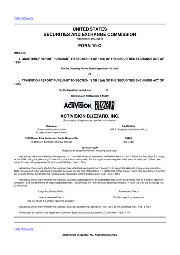 Thumbnail Activision Blizzard 10-Q Quarterly Report FY2016 