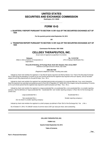 Thumbnail Celldex Therapeutics 10-Q Quarterly Report FY2016 