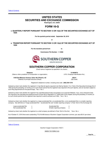 Thumbnail Southern Copper 10-Q Quarterly Report FY2016 