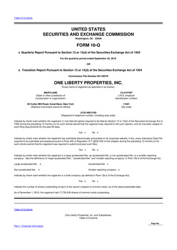 Thumbnail One Liberty Properties 10-Q Quarterly Report FY2016 
