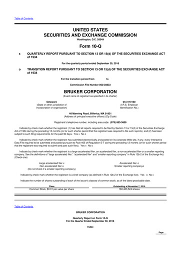 Thumbnail Bruker 10-Q Quarterly Report FY2016 