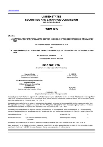 Vorschaubild BeOne Medicines 10-Q Quartalsbericht 2016 