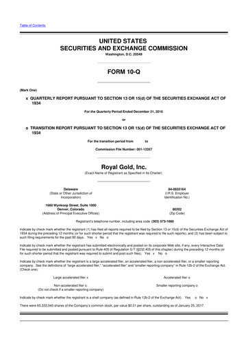 Thumbnail Royal Gold
 10-Q Quarterly Report FY2017 