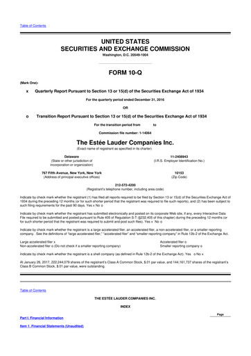 Thumbnail Estee Lauder 10-Q Quarterly Report FY2017 