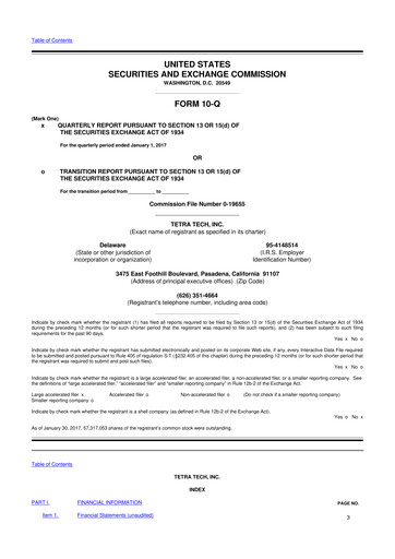 Thumbnail Tetra Tech
 10-Q Quarterly Report FY2017 