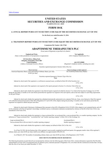 Thumbnail Adaptimmune Therapeutics 10-K Annual Report 2016