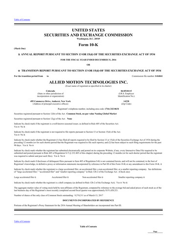 Thumbnail Allient 10-K Annual Report 2016