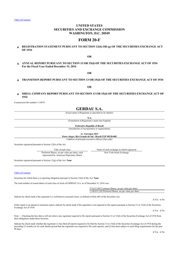 Thumbnail Gerdau 20-F Annual Report 