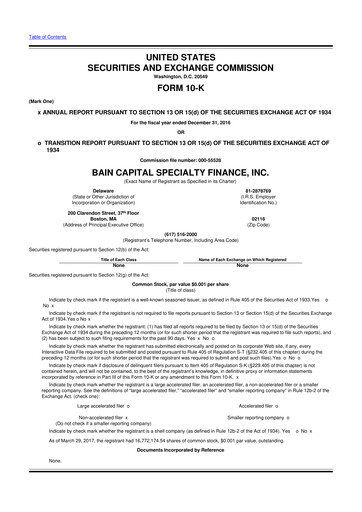 Vorschaubild Bain Capital Specialty Finance
 10-K Jahresbericht 