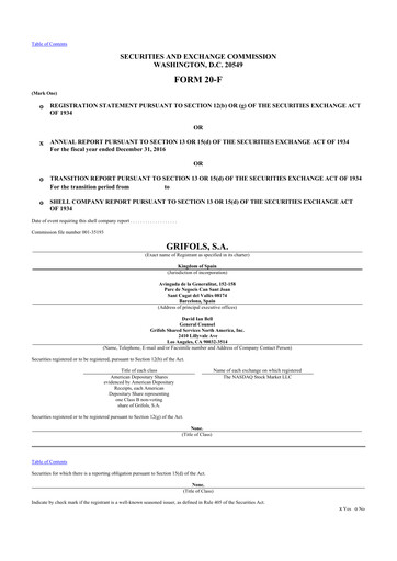 Thumbnail Grifols 20-F Annual Report 