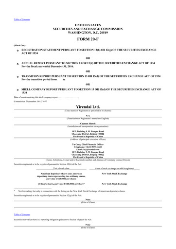 Thumbnail Yiren Digital 20-F Annual Report 2016