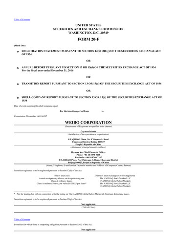 Thumbnail Weibo 20-F Annual Report 2016