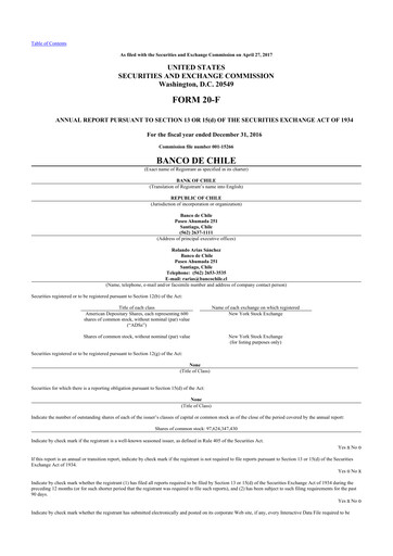 Thumbnail Banco de Chile
 20-F Annual Report 