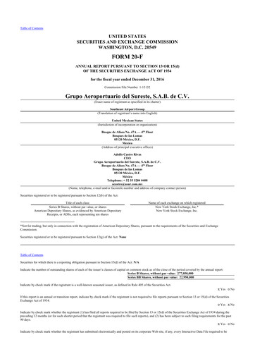 Thumbnail Grupo Aeroportuario del Sureste
(ASUR) 20-F Annual Report 