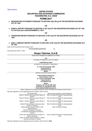 Thumbnail Televisa 20-F Annual Report 