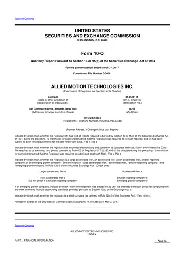 Thumbnail Allient 10-Q Quarterly Report FY2017 