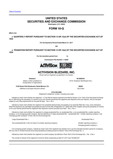 Thumbnail Activision Blizzard 10-Q Quarterly Report FY2017 