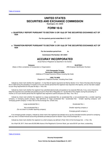 Thumbnail Accuray 10-Q Quarterly Report FY2017 