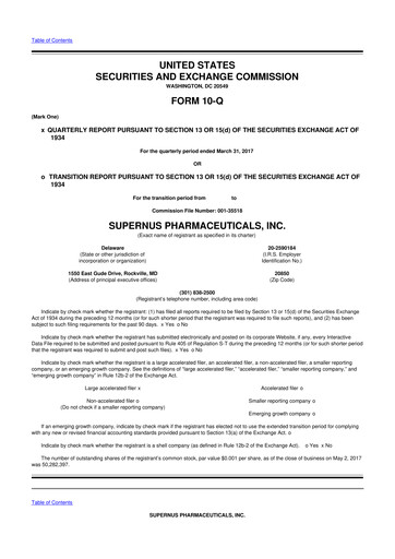 Thumbnail Supernus Pharmaceuticals
 10-Q Quarterly Report FY2017 