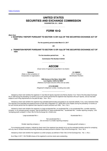 Thumbnail AECOM 10-Q Quarterly Report FY2017 