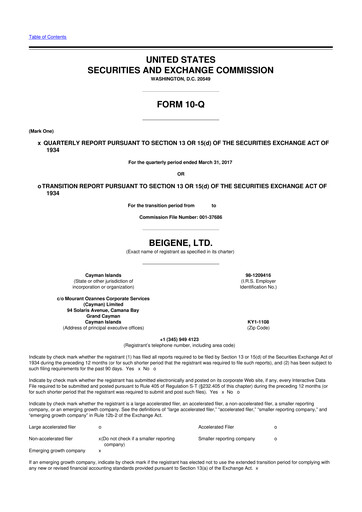 Vorschaubild BeOne Medicines 10-Q Quartalsbericht 2017 