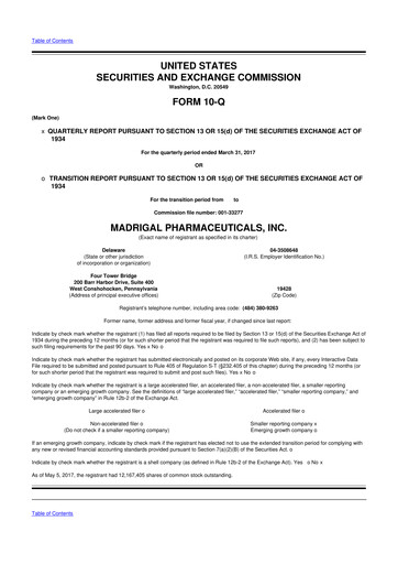 Thumbnail Madrigal Pharmaceuticals
 10-Q Quarterly Report FY2017 