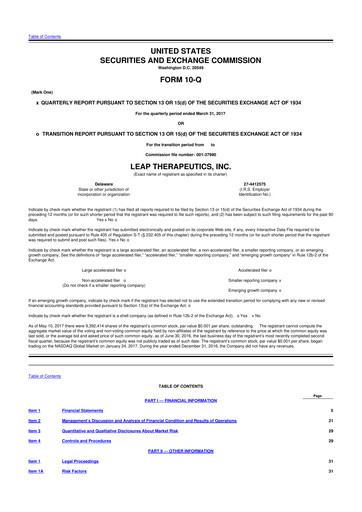 Thumbnail Leap Therapeutics
 10-Q Quarterly Report FY2017 Q1
