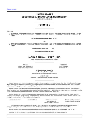 Vorschaubild Jaguar Health 10-Q Quartalsbericht 2017 