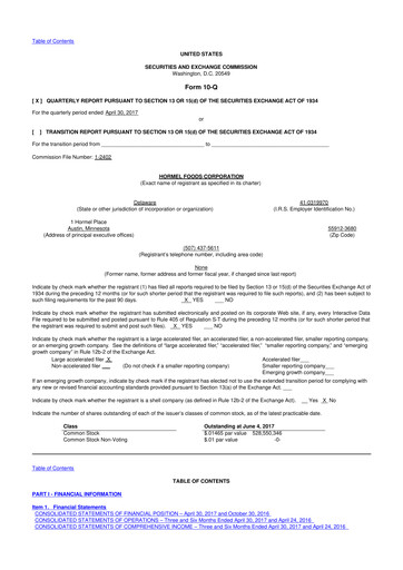 Thumbnail Hormel Foods 10-Q Quarterly Report FY2017 