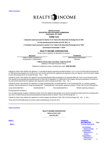 Vorschaubild Realty Income 10-Q Quartalsbericht 2017 