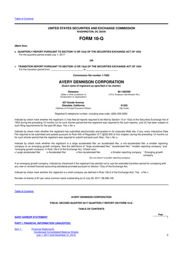 Thumbnail Avery Dennison
 10-Q Quarterly Report FY2017 