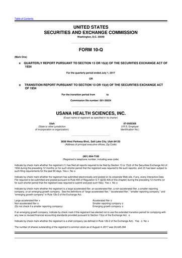Thumbnail USANA 10-Q Quarterly Report FY2017 