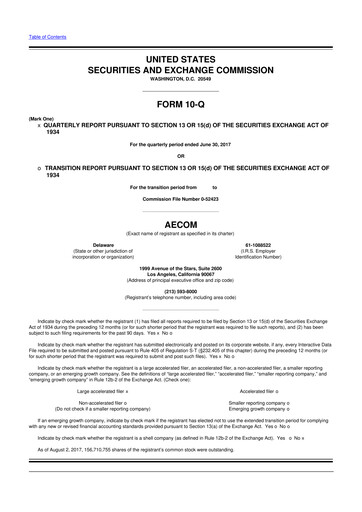 Thumbnail AECOM 10-Q Quarterly Report FY2017 