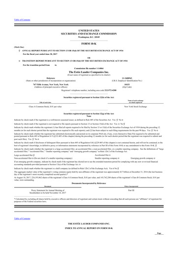 Thumbnail Estee Lauder 10-K Annual Report 2017