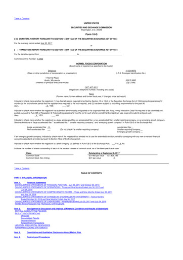 Thumbnail Hormel Foods 10-Q Quarterly Report FY2017 