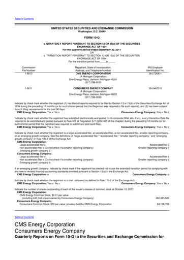 Thumbnail CMS Energy
 10-Q Quarterly Report FY2017 