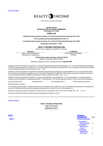 Vorschaubild Realty Income 10-Q Quartalsbericht 2017 