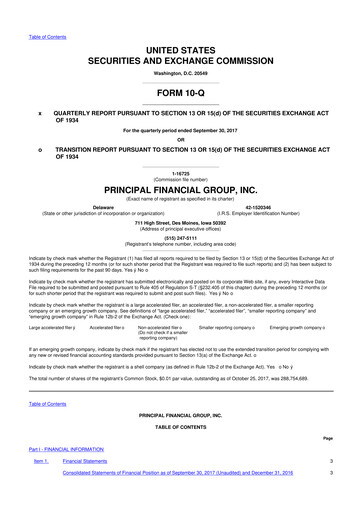 Thumbnail Principal Financial Group 10-Q Quarterly Report FY2017 