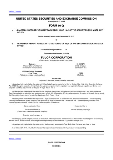 Thumbnail Fluor Corporation
 10-Q Quarterly Report FY2017 