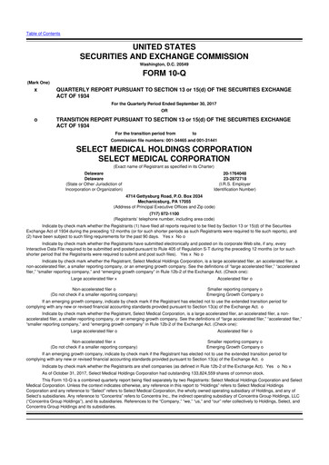 Miniature Select Medical Holdings 10-Q Rapport trimestriel 2017 