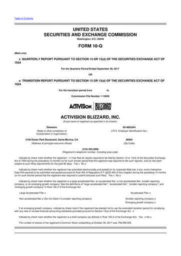 Thumbnail Activision Blizzard 10-Q Quarterly Report FY2017 