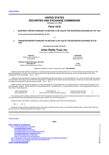Thumbnail Arbor Realty Trust
 10-Q Quarterly Report FY2017 