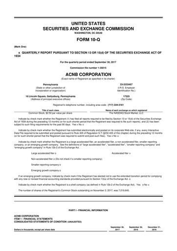 Thumbnail ACNB Corporation
 10-Q Quarterly Report FY2017 
