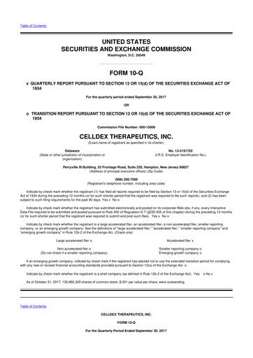 Thumbnail Celldex Therapeutics 10-Q Quarterly Report FY2017 