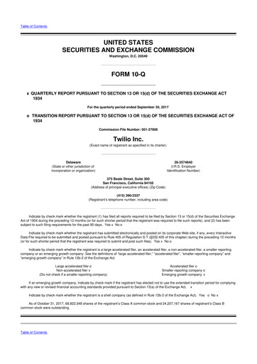Vorschaubild Twilio 10-Q Quartalsbericht 2017 