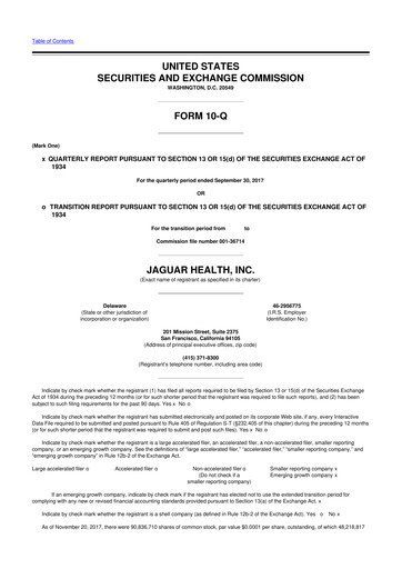 Vorschaubild Jaguar Health 10-Q Quartalsbericht 2017 