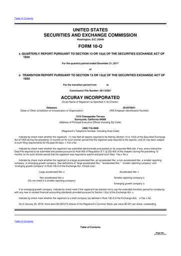 Thumbnail Accuray 10-Q Quarterly Report FY2018 